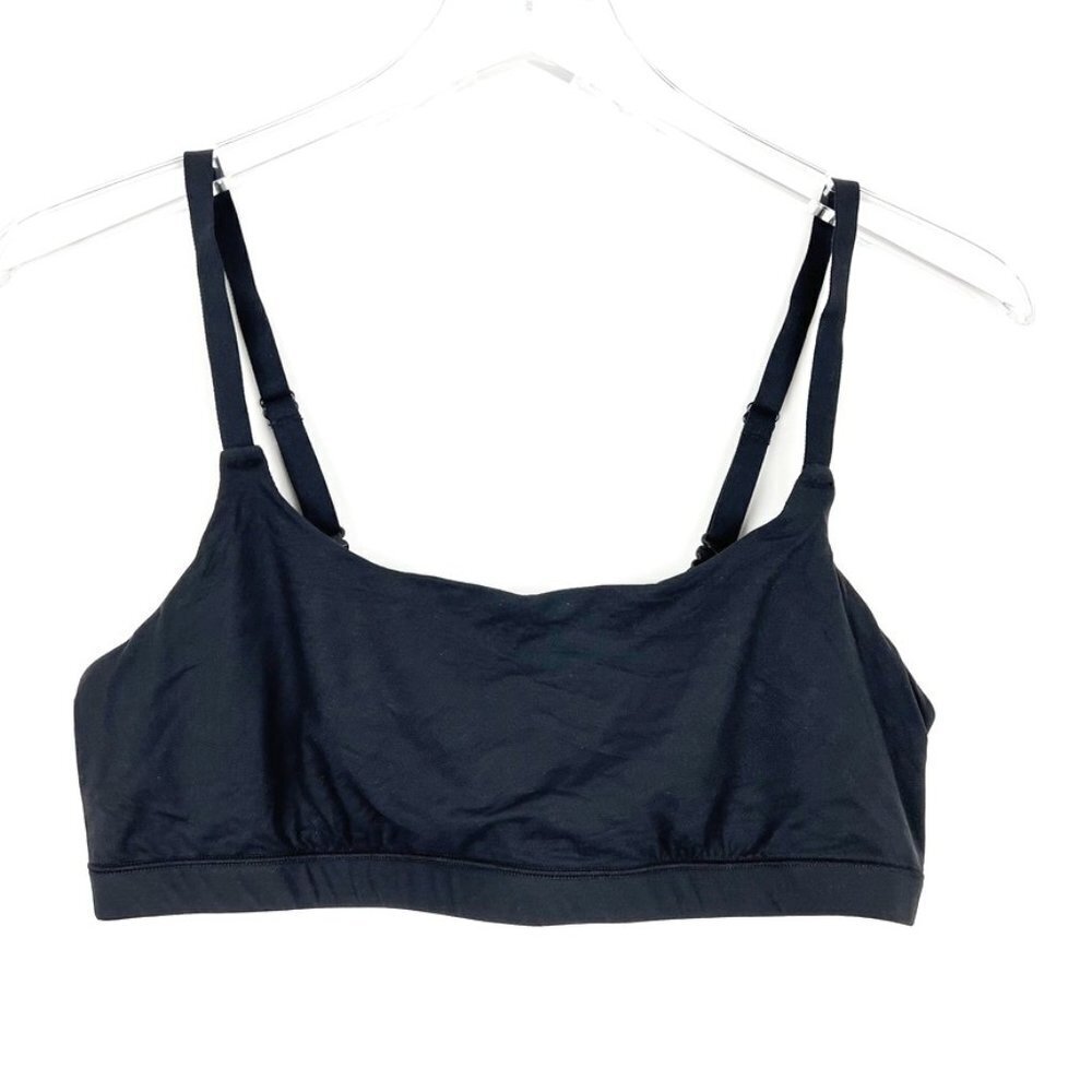 NWT Nueskin Cora Scoop-Neck Shelf Bra Womens Size L Jet Black Wireless Bralette